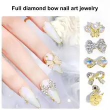 

10Pcs/Pack Manicure Decoration Decorative Easy to Apply Alloy Nail Art Accessories Bowknot Rhinestone for Personal Use