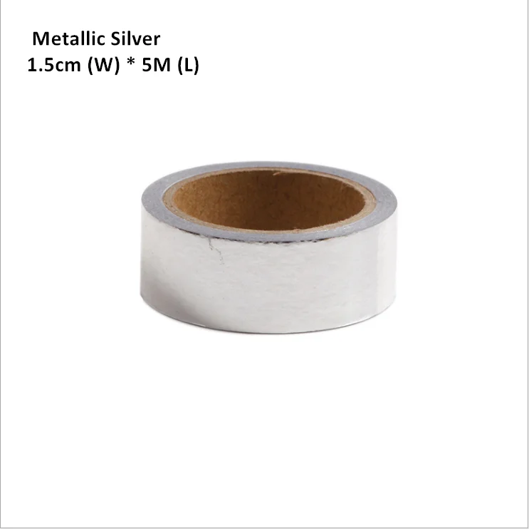 Yaa02 Silver 5 м* 1,5 см DIY Металлик розовое золото Васи бумажная лента рулон подарочная упаковка ремесла Скрапбукинг наклейка Клейкая Лента Свадебная вечеринка Fav - Цвет: Yaa02 Silver