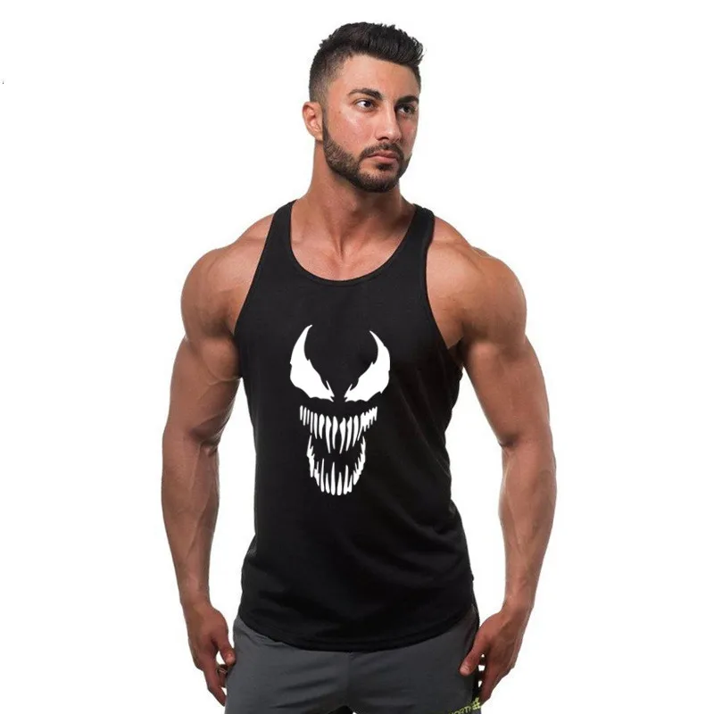 

Cotton Tank Top Men Gym Fitness Printed Summer Muscle Workout Tank Top Stringer Tank Top Bodybuilding For Men Sports