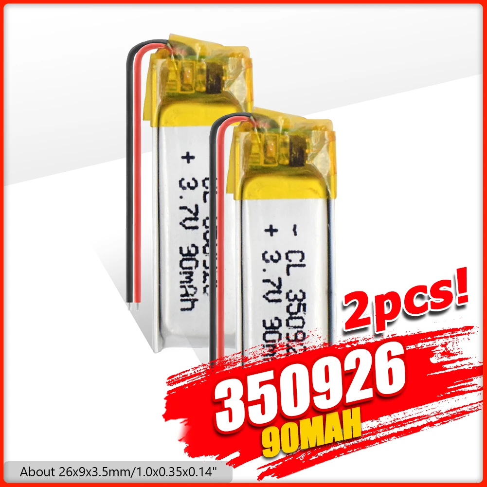 Портативная литиевая батарея 3 7 V 90mAh Li Po 350926 перезаряжаемые батареи для MP3 MP4 Bluetooth