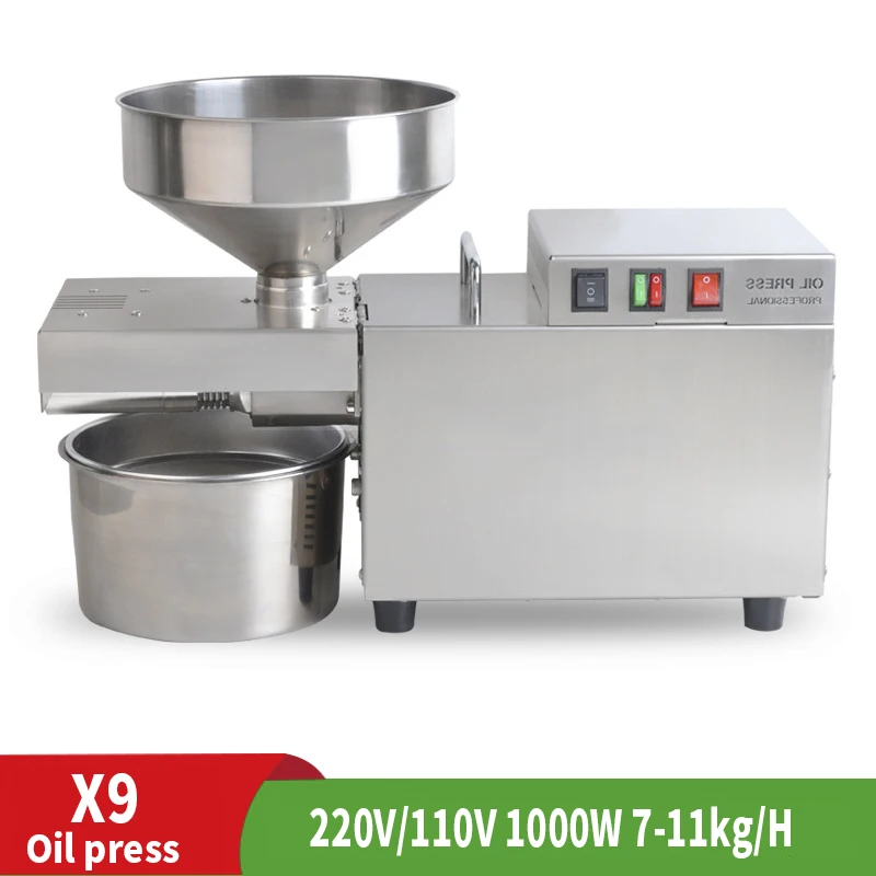 

S9 220V 1000W Stainless Steel Fully Automatic Small Oil Press Commercial Oil Extraction Sunflower Oil Extractor