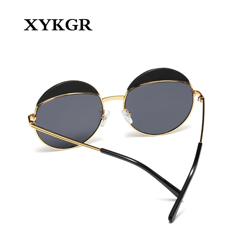 XYKGR, новинка, солнцезащитные очки, модные, для девушек, круглая оправа, солнцезащитные очки, для девушек, фирменный дизайн, черные, классические очки, UV400, мужские солнцезащитные очки
