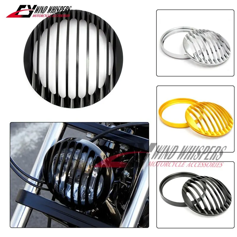 5 3/4" Aluminum Motorcycle Front Headlight Mesh Grill Cover For Harley