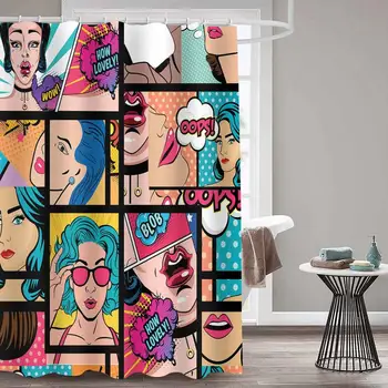 

Cartoon Girl Printed 3d Bath Shower Curtains Waterproof Polyester Fabric Washable Bathroom Curtain Screen With Hooks Accessories