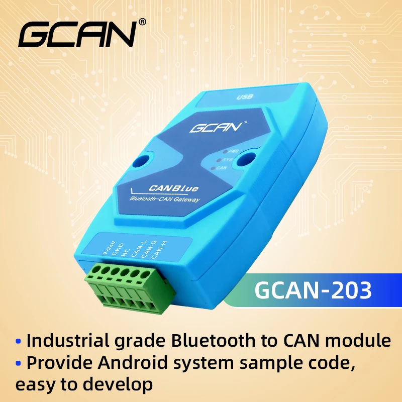 

Industrial grade bluetooth to CAN-Bus communication converter with USB interface has CAN bus and Bluetooth test function.