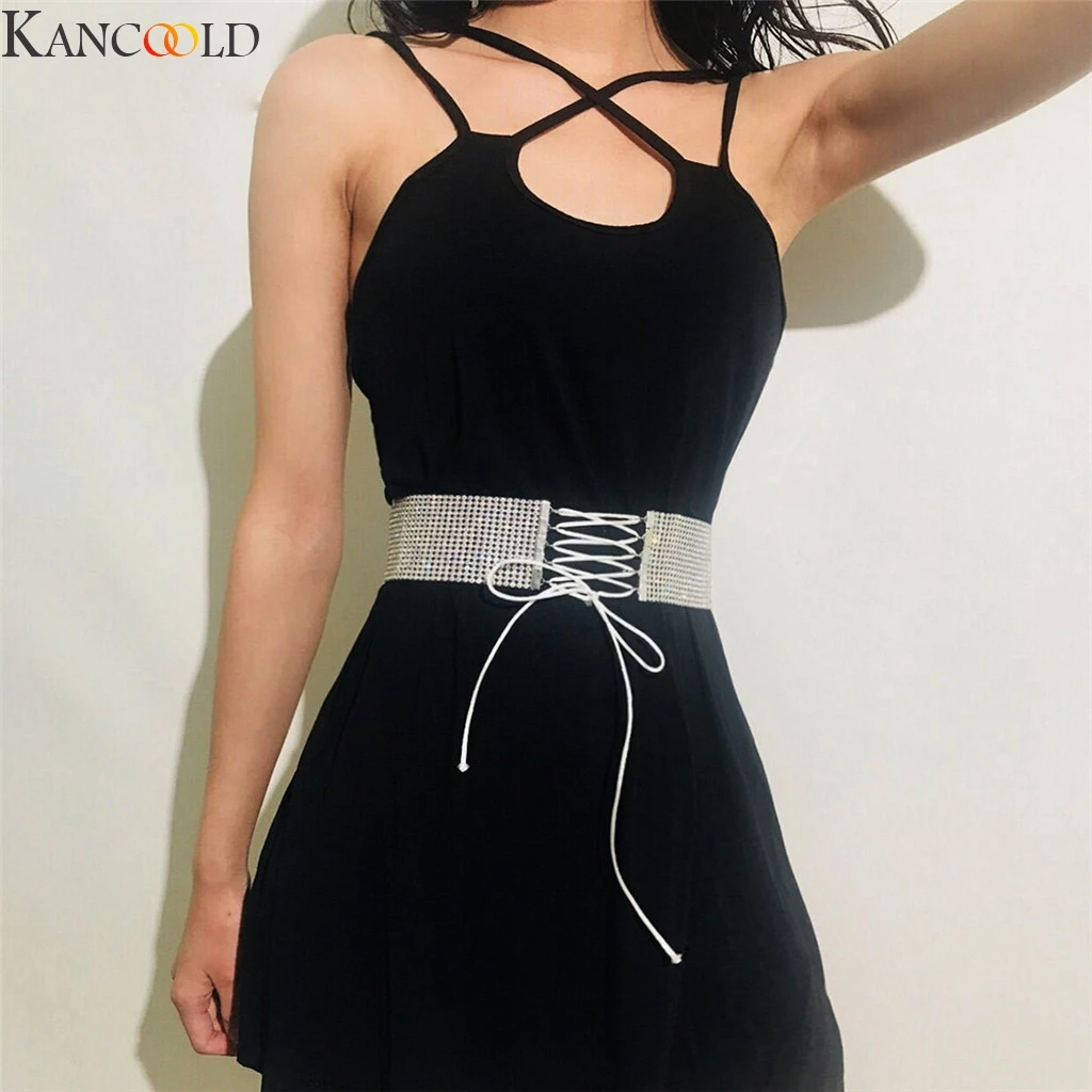 KANCOOLD, модные стразы, Блестящий Пояс, женское платье для вечеринки, пояс с цепочкой, тонкий пояс для женщин, качественный, Harajuku, Плетеный, повседневный