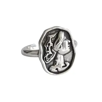 

Vintage 925 Sterling Silver Queen Rings for Women Bijoux Gift Female Adjustable Size Finger Rings Anillos Wholesale