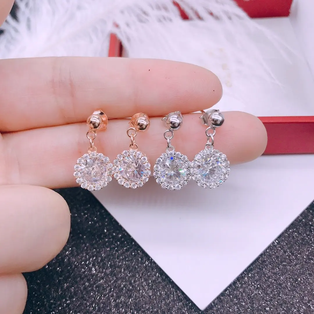 

Exquisite Jewelry Whole Real 925 Sterling Silver Drop Earrings Lasting Shine Delicate Drop Earrings Splendid Cube Zirconia