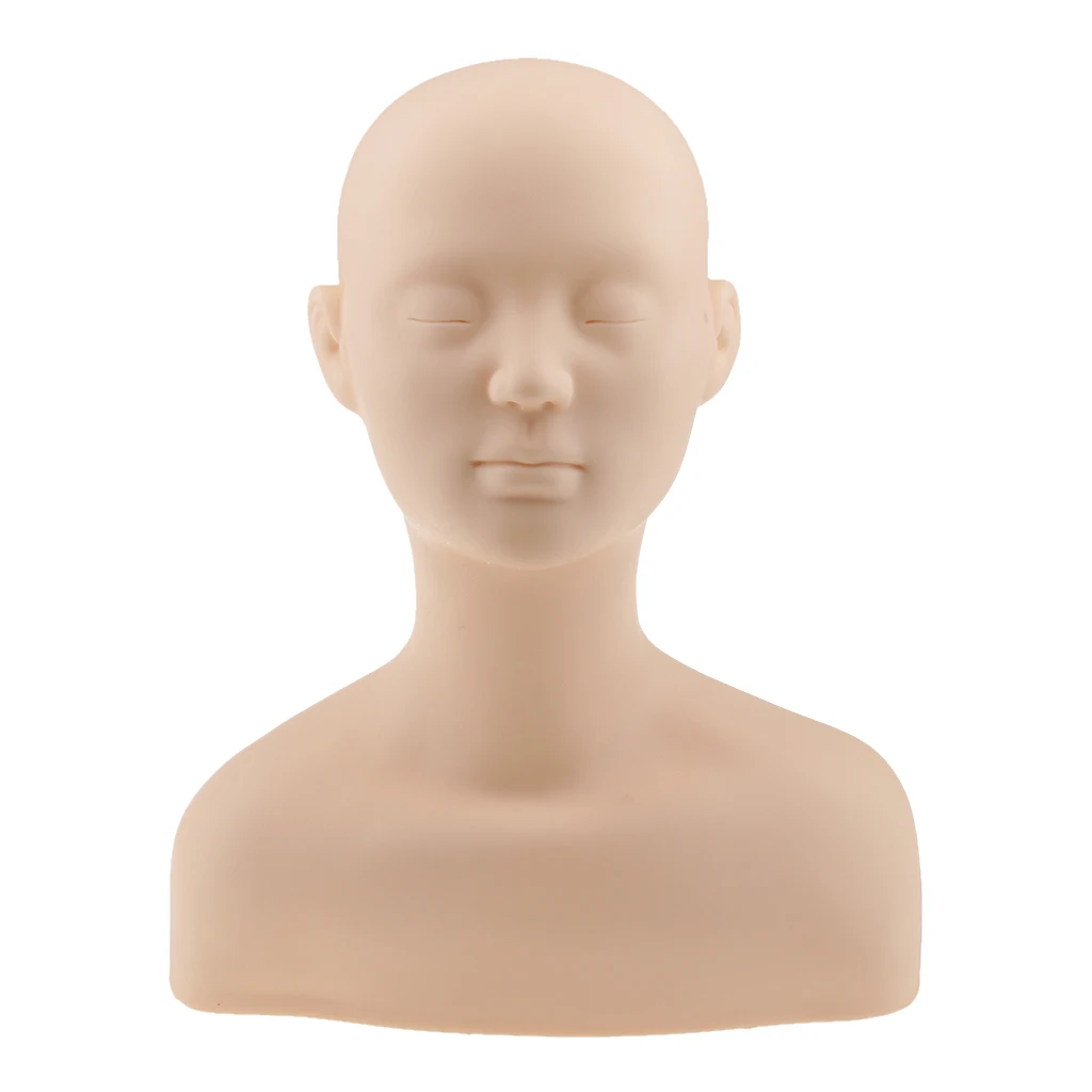 Soft Silicone Massage Cosmetology Make Up Practice Training Mannequin Head Doll with Shoulder Bone