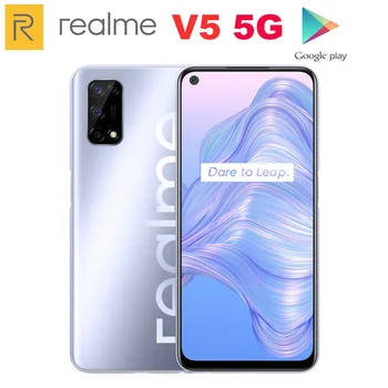 Перейти на Алиэкспресс и купить 2020 Новый Realme V5 6GB/8GB 128GB Dimensity 720 Смартфон 5G 6,5 ''90Hz 5000mAh 48MP Quad Camera 30W быстрое зарядное устройство мобильный телефон