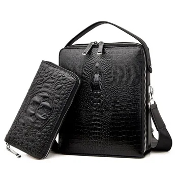 

Man Handbag Genuine Leather Men's Bag Vertical Edition Large Capacity Crocodile Pattern Men's Business Briefcase IPad Hand Bags