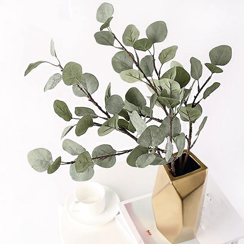 

6 Pcs Artificial Silver Dollar Eucalyptus Leaf Spray in Green 25.5 inch Tall Artificial Greenery Holiday Greens Christmas Greene