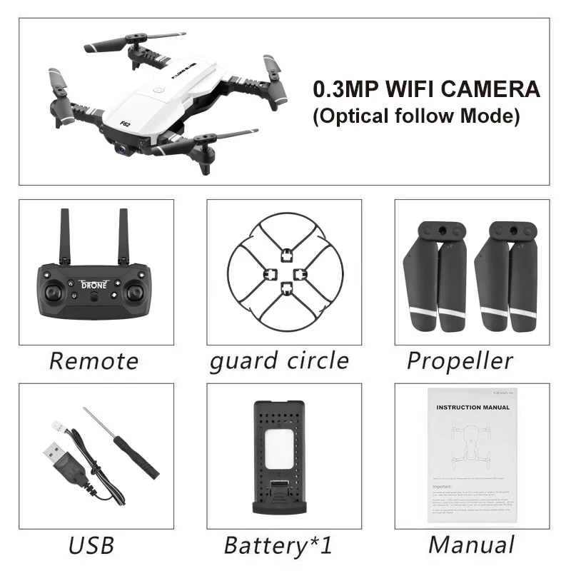4K Wi-Fi FPV с широкоугольной HD камерой, режим высокой фиксации, Складная рукоятка, Радиоуправляемый квадрокоптер, Дрон RTF Shcool, игрушки, вертолет, оптический поток - Цвет: 0.3MP White 1B Bag