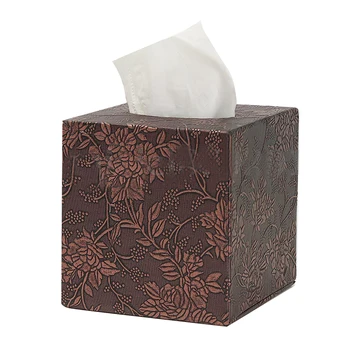 

Square Leather Home Room Car Hotel Tissue Box Cover Paper Napkin Holder Case red grapes