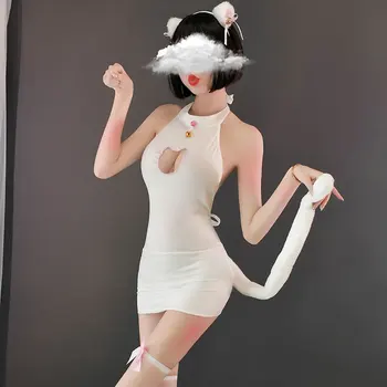 

sexy Costumes Dress Erotic halter cute cat girl boobs sexy hollow Roleplay Cosplay Classical Erotic Outfit Porno Suit For Women
