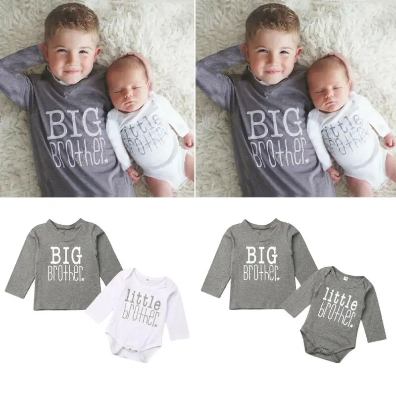США; комбинезон для маленьких мальчиков «Big& Little Brother»; боди; детская футболка; комплект из футболки