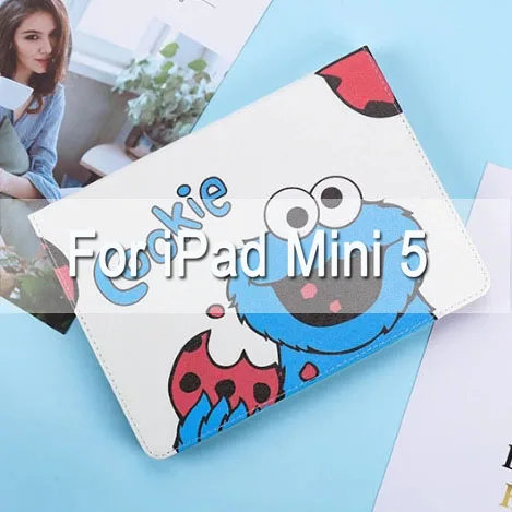 Blue For mini 5 Умный чехол с мультипликационным принтом Элмо и куки для iPad Air 1/2, iPad, ультра тонкий чехол с подставкой для iPad 234, mini12345, Автоматическое включение/выключение - Цвет: Blue For mini 5