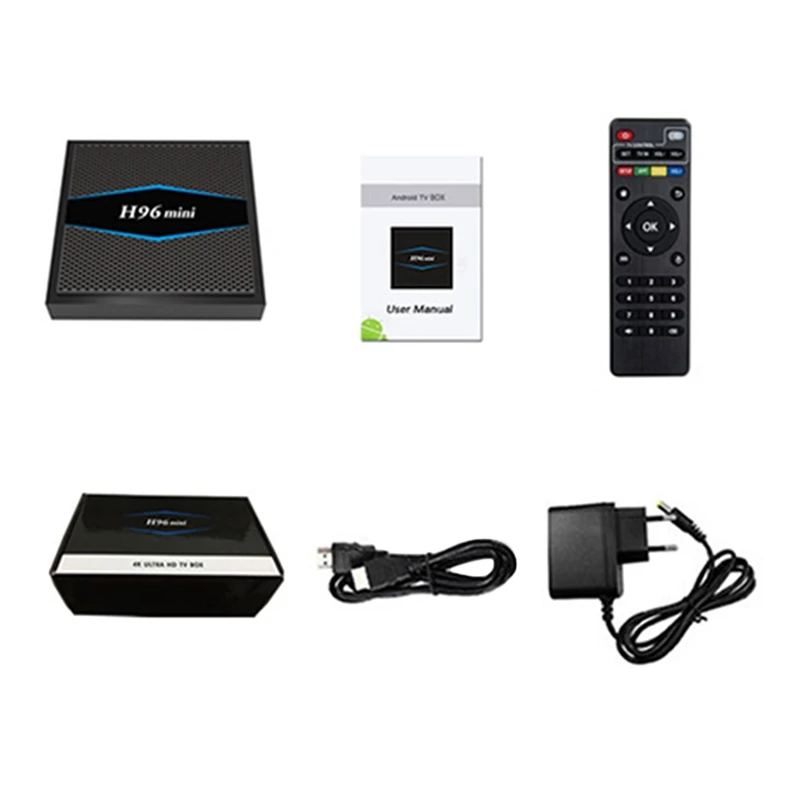 ABHU-H96 Мини Android 7,1 Amlogic S905W 4 ядра Smart Tv Box, 2 Гб оперативной памяти, 16 Гб встроенной памяти, Поддержка 2,4/Wi-Fi 5 ГГц Wi-Fi 100M Lan Bluetooth 4,0 H.265 4K M