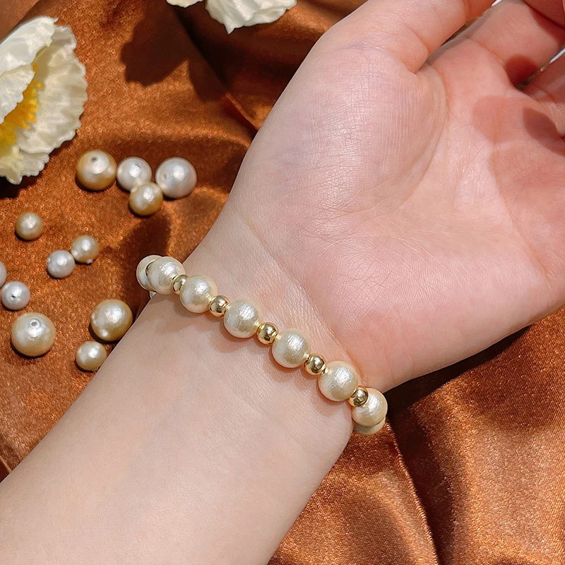 White Ivory 8 10 12mm Natural Cotton Pearl Beads Round Loose Beads for Cute Earring Bracelet Necklace DIY Sewing Craft 10Pcs