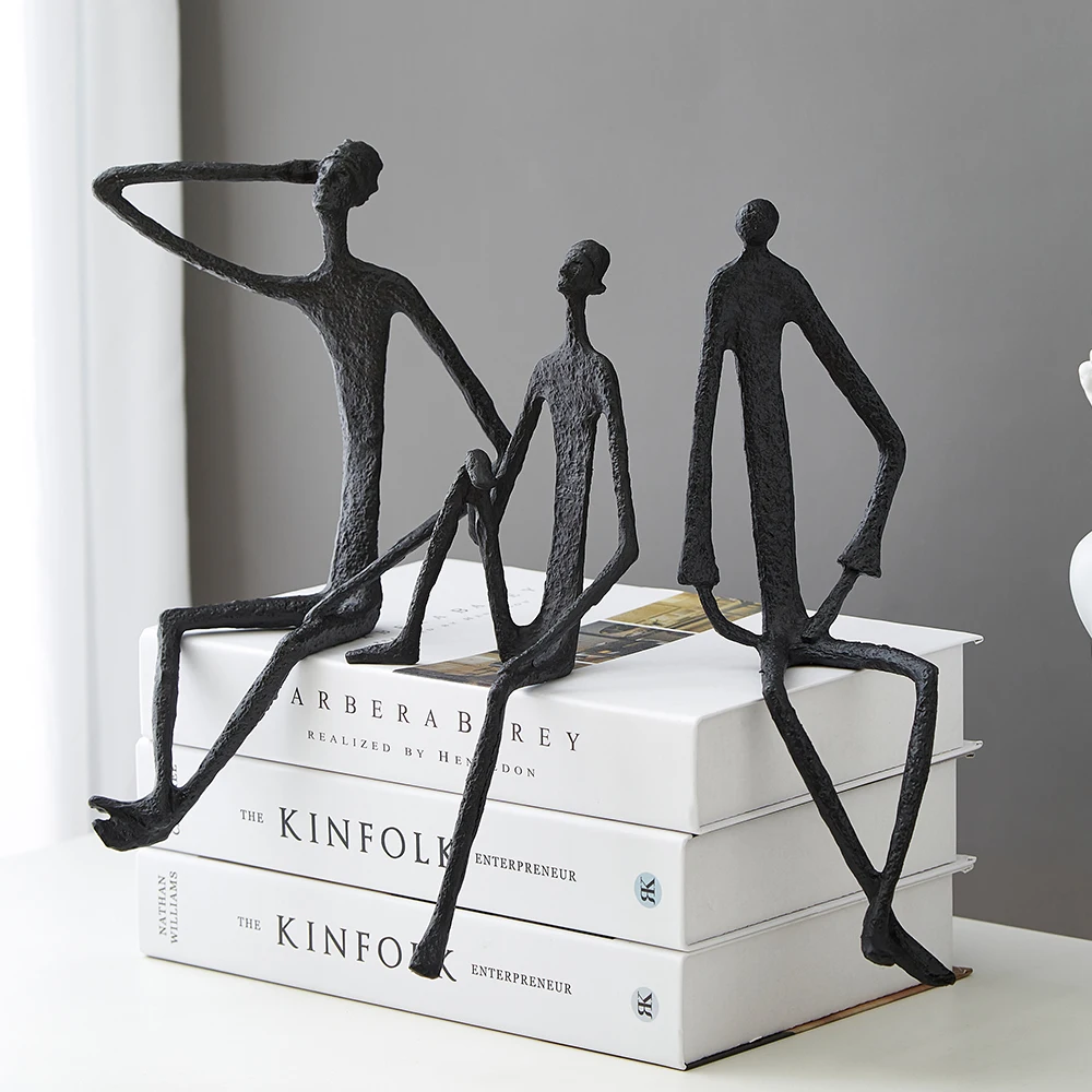 Modern Figure Black Iron Art Figurines Home Decor Abstract Model Statue Living Room Decoration Accessories Gifts for New Year | Дом и сад