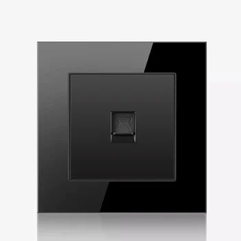 

Computer TV Wall Socket Panel, Computer connect Jack, Crystal Glass Panel Cable network Interface Outlet,Rj45 socket,Black