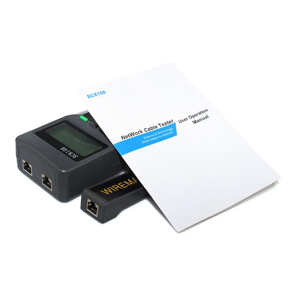 SC8108 Portable Multifunction Tester Digital LCD Wireless PC Data Network CAT5 RJ45 LAN Phone Detector Meter Length Cable Tester