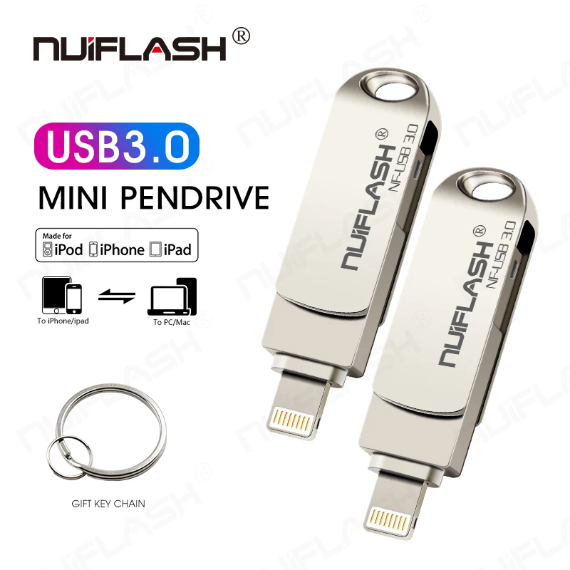 Фото Pendrive для iPhone Xs Max X 8 7 6 iPad 16/32/64/128 Гб карта памяти флэш-накопитель USB флэш-диск ключа флэш-накопитель "молния" езды на автомобиле
