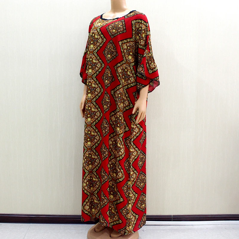 Разноцветные элегантные гофрированные женские платья Boho с коротким рукавом зимние Африканские модные макси платья с шарфом