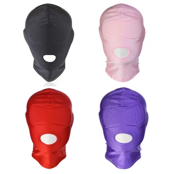 Fetish Open Mouth Hood Mask Breathable Mask Adult Game Erotic Party Mask Hood Sexy Eye Mask BDSM Headgear Slave Bondage Sex Toy 2
