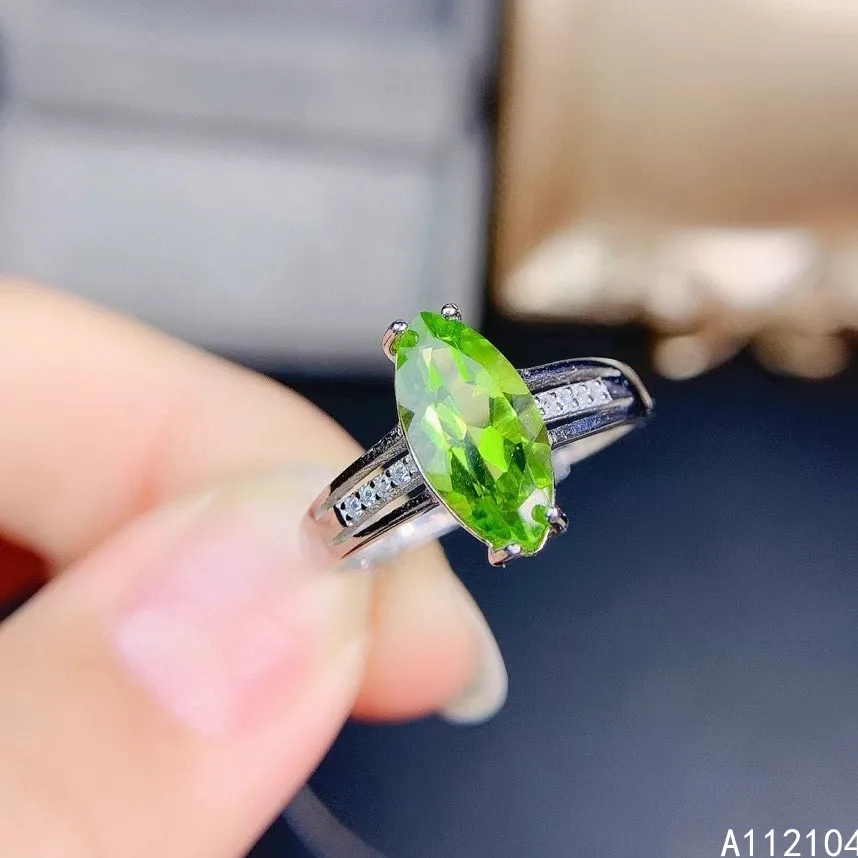 

KJJEAXCMY fine jewelry 925 sterling silver inlaid natural Peridot women vintage fashion Chinese style gem ring support detection