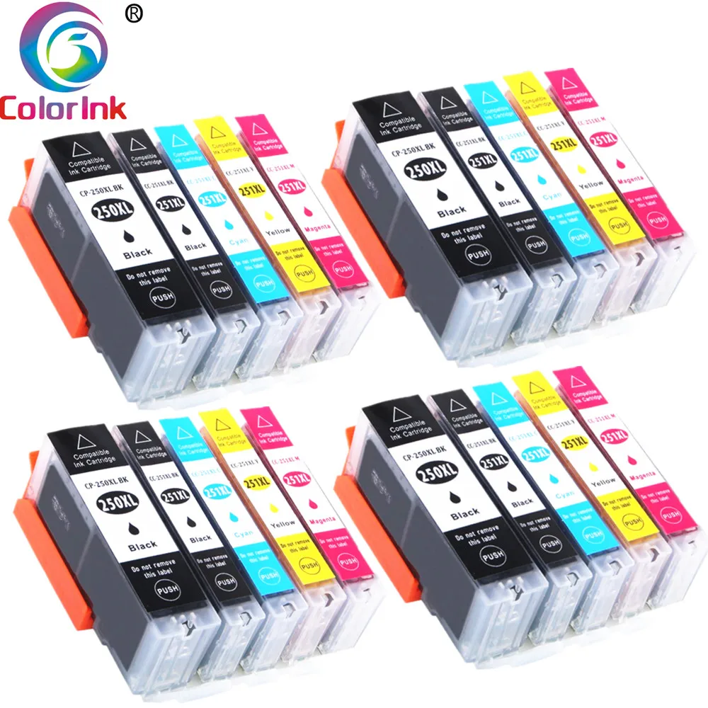20 Packs 250xl Pg250 Xl 250 Xl 251 Ink Cartridge For Canon Pgi250xl
