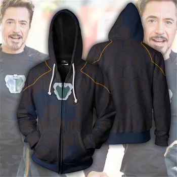 

3D Printed Iron Man Spiderman Costume Hoodies Men Superhero Spider Verse Hooded Cosplay Sweatshirts Zipper Jackets Casual Tops