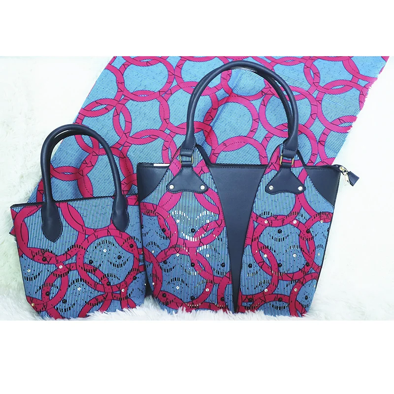 Модная африканская Женская популярная африканская восковая сумка в комплекте, Высококачественная Женская восковая сумка в комплекте, 6 ярдов, настоящая восковая ткань