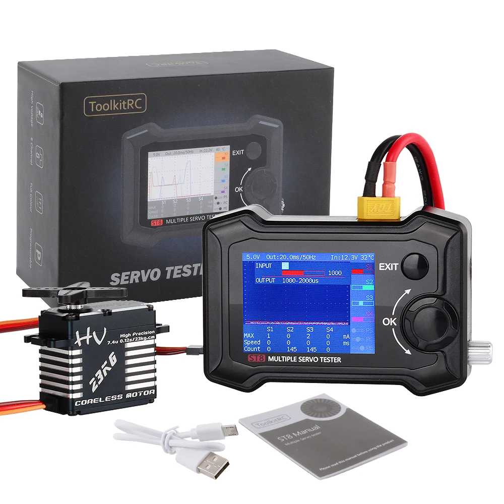 ToolkitRC ST8 2," TFT 7-28V 8-канальный Servo интегрированный Тесты er 4 независимых Интерфейс сигнала Тесты