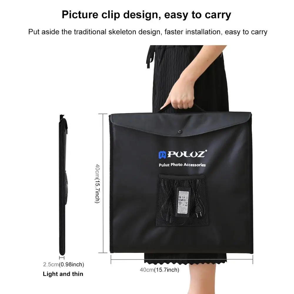 PULUZ 40x40cm 30W LED Folding Photo Photography Studio Box Booth Softbox Lightbox Light Tent 6 Color Photography Backdrops