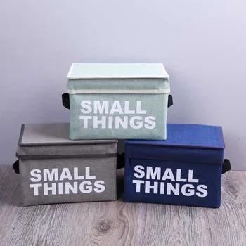 

Cotton Linen Storage Baskets with Lid Sundries Storage Box Clothes Toy Car Storage Compartment Litters Storage Box Organizer
