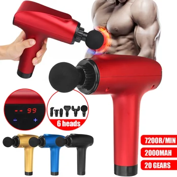

7200r/min USB Therapy Electric Massage Gun 20 Gears Touch Screen Adjustable Deep Muscle Massager Relax Pain Relief Machine