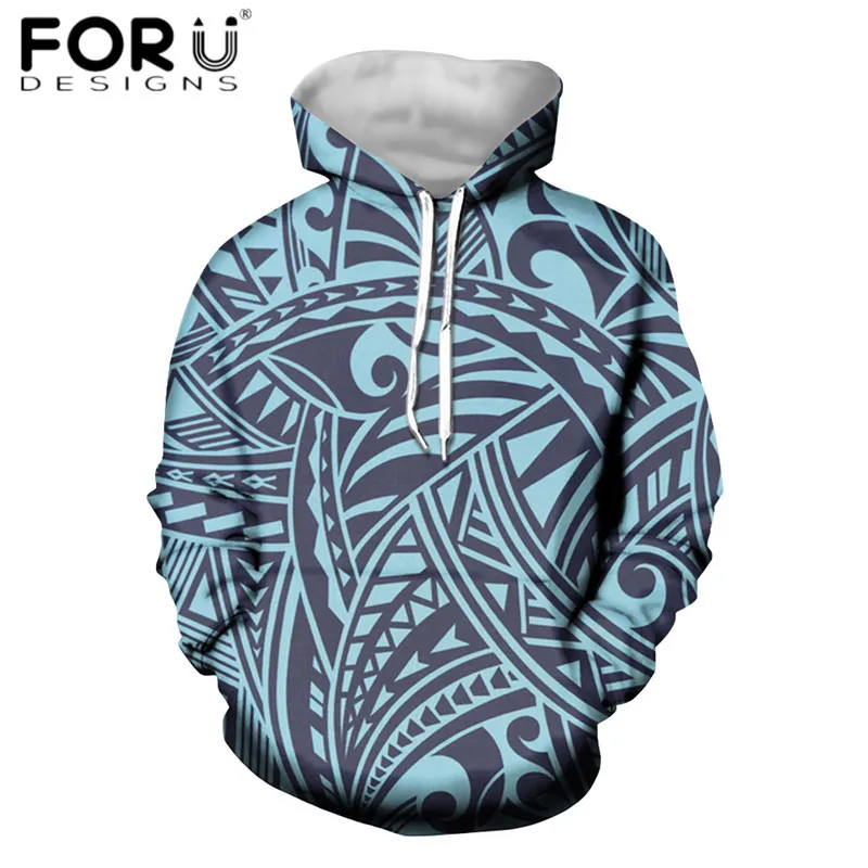 FORUDESIGNS/Модные женские худи, полинезийский традиционный этнический стиль, длинные зимние толстовки для девочек-подростков, Толстовка для отдыха - Цвет: HMA577Z72W