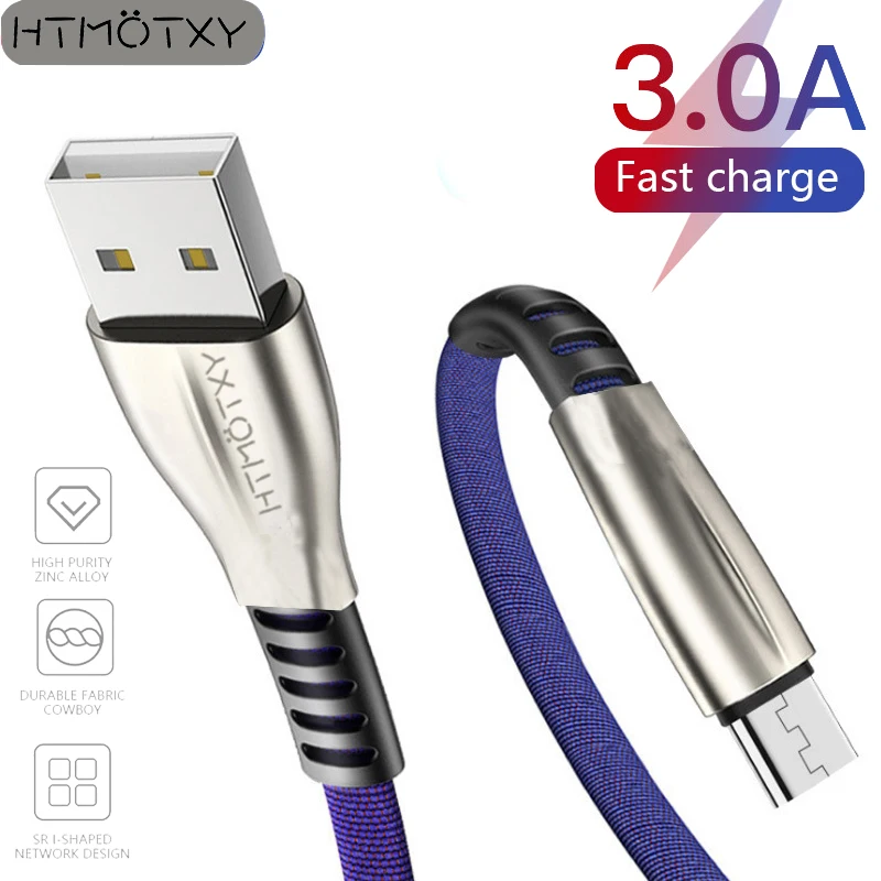HTMOTXY для samsung Micro USB 3A кабель передачи данных быстрой зарядки шнур зарядного