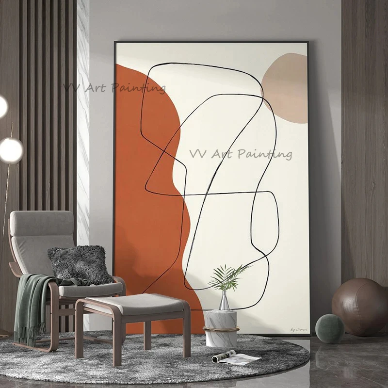 

The Top Sell Abstract Handmade Line Oil Painting Canvas Pictures Poster Geometry Wall Art Modern Cuadros Living Room Home Decor