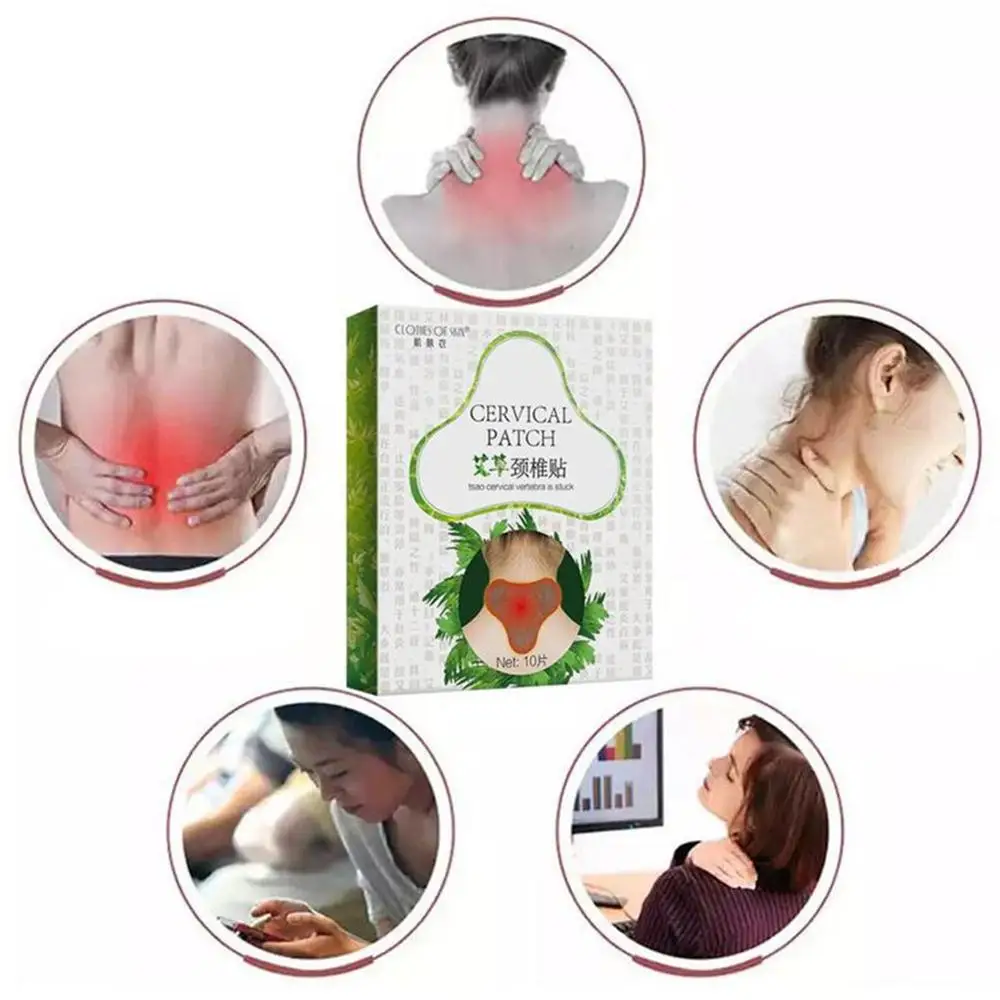 10pcs/box New 2019 Neck Moxa Moxibustion Plaster Leg Pain Relief Wormwood Sticker Self Heating Warming Meridians Patches Plaster