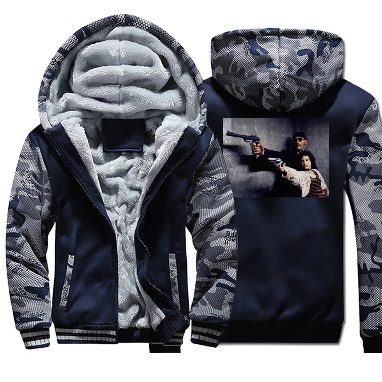 Leon The Professional Movie Print Zipper с капюшоном для мужчин Зимняя Теплая Флисовая Высококачественная быстросохнущая футболка для йоги Повседневная Толстовка мужская
