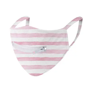 

Adult Washable Zipper Mouth Mask Cartoon Clover Stripes Easy to Drink Face Cover For Halloween Christmas