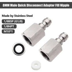 Paintball PCP 8mm Stainless Steel Air Charging Hose Quick Release Coulper Male Pulg 1/8
