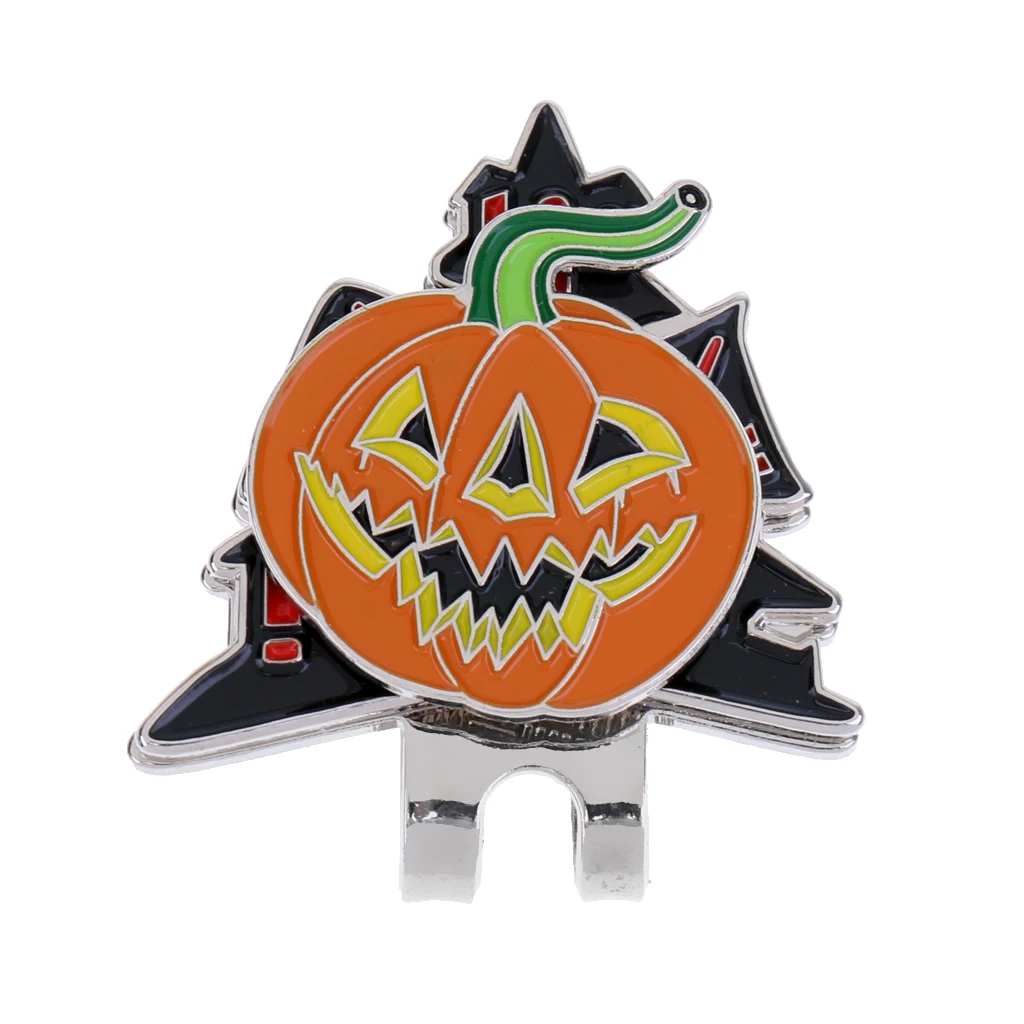 Sturdy Funny Halloween Pumpkin Magnetized Hat Cap Clip-on Golf Marker Golf Accessories