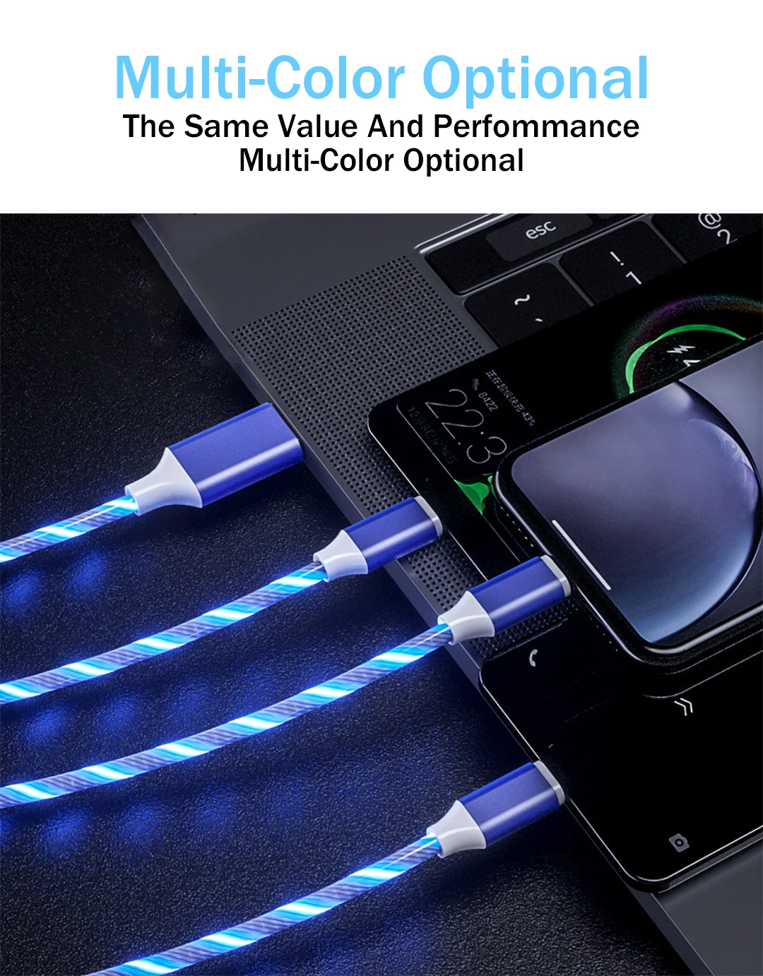 3 в 1 USB зарядный кабель для мобильного телефона Micro usb type C зарядный кабель 1,2 м светодиодный шнур для зарядки смартфона
