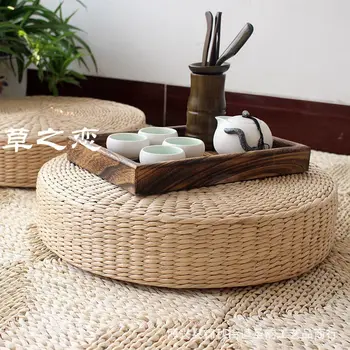 

Handmade natural Straw garden Futon thickened tatami Yoga cushion with bay window Japanese style mat thick cushion