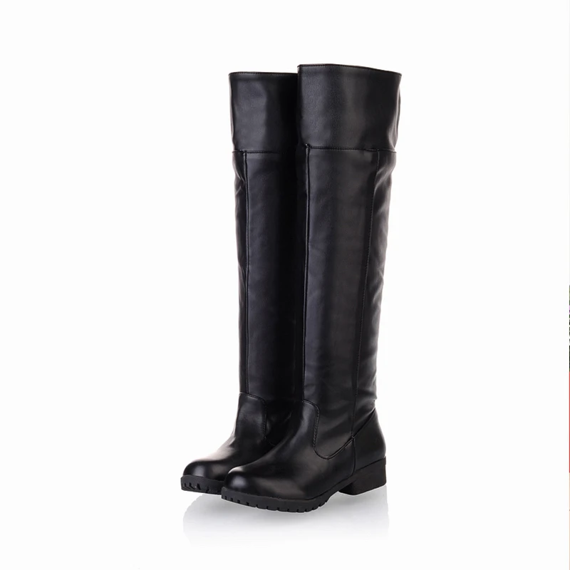 Женские сапоги до колена на плоской подошве размера плюс 35 43 #3139|flat heel boots|heel bootsattack