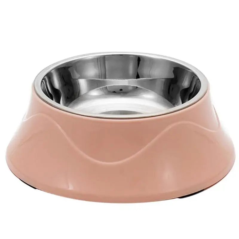 Stainless Steel Non-Slip Double Dog Bowls Food Drinking Water Feeder Pets Supply Dog Pet Feeding Bowl Supplies - Цвет: Pink