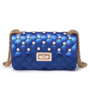 

Fashion Matte Women Shoulder Bag Diamond-studded Rhomboids Pattern Satchel Casual Cross-body Purse Jelly Color for Lady Girl